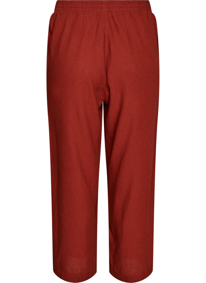 Hose aus Leinen und Viskose mit weitem Bein, Rot, Packshot image number 1