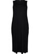 &Auml;rmelloses geripptes Kleid aus Viskose, Schwarz, Packshot image number 0