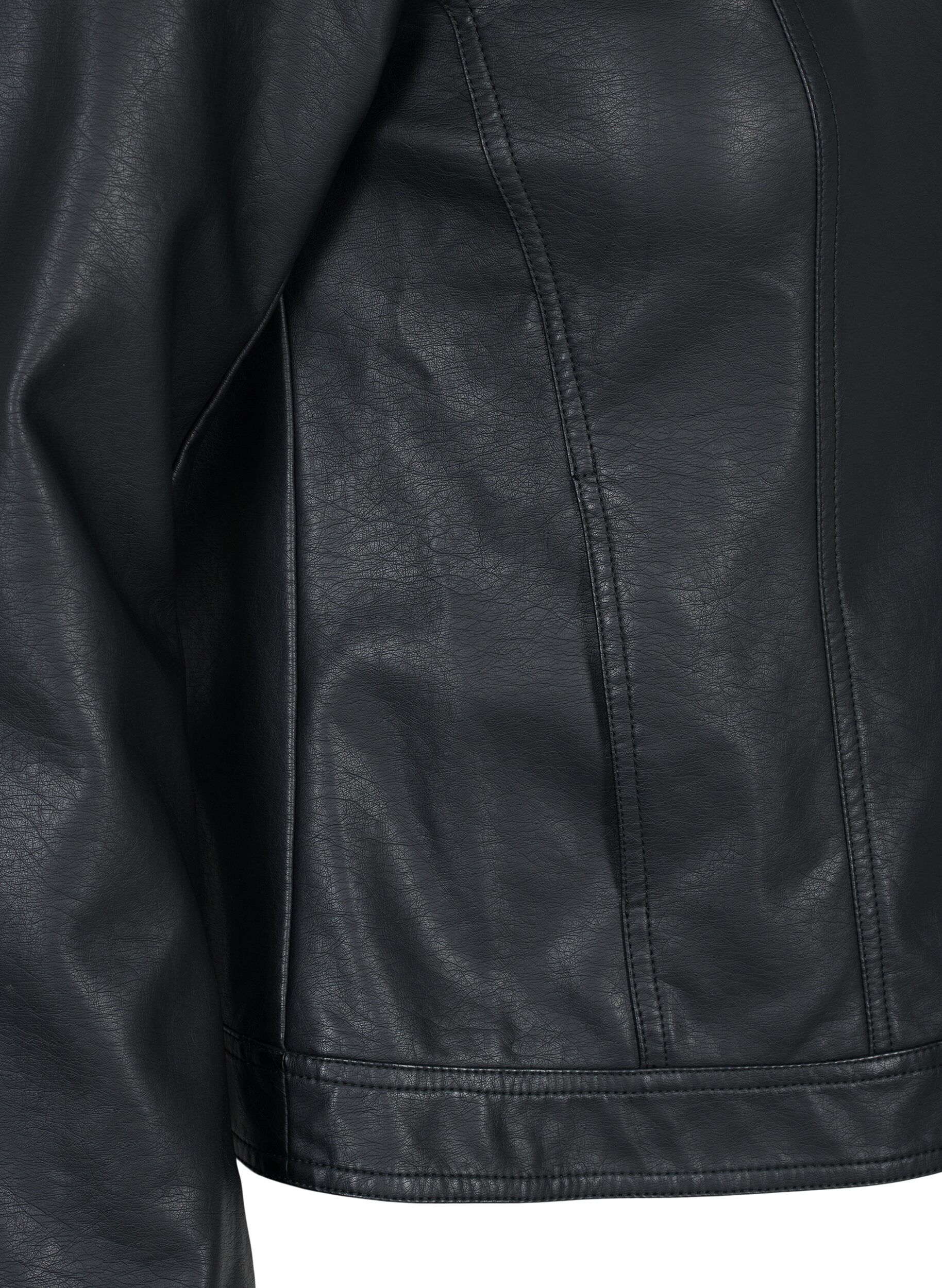ZizziKunstlederjacke mit Taschen, Black, Packshot image number 3