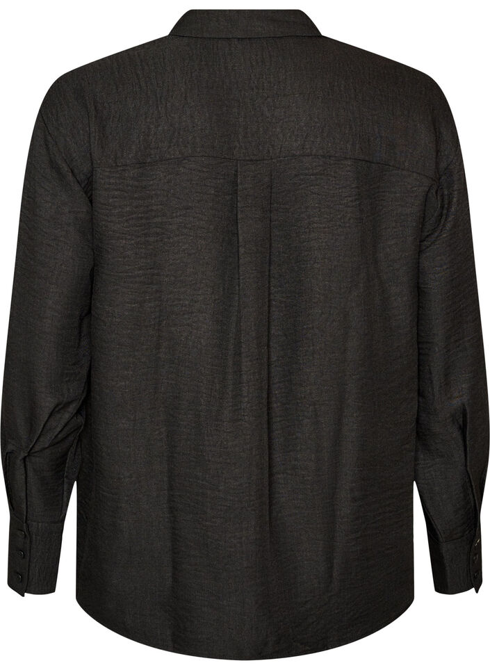 Lockere Bluse mit V-Ausschnitt, Schwarz, Packshot image number 1
