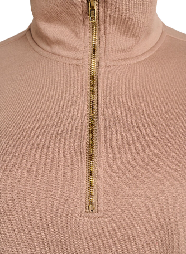Sweatshirt mit hohem Kragen und Reißverschluss, Braun, Packshot image number 2