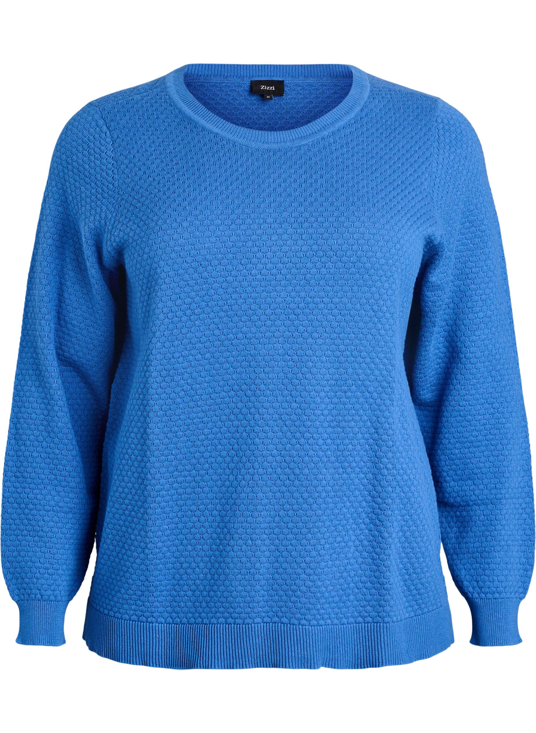 Strickbluse aus Baumwolle mit Strukturmuster