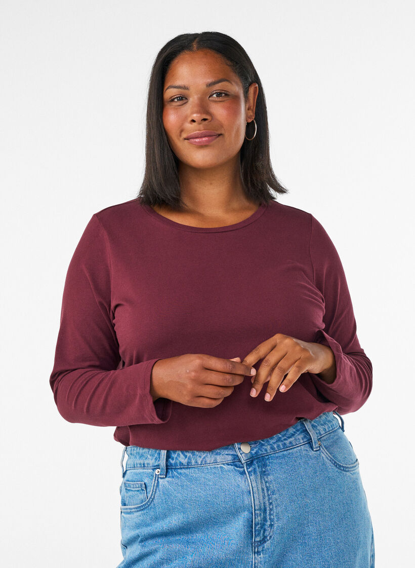 Basic Bluse aus Jersey mit langen &Auml;rmeln, Rot, Model image number 0