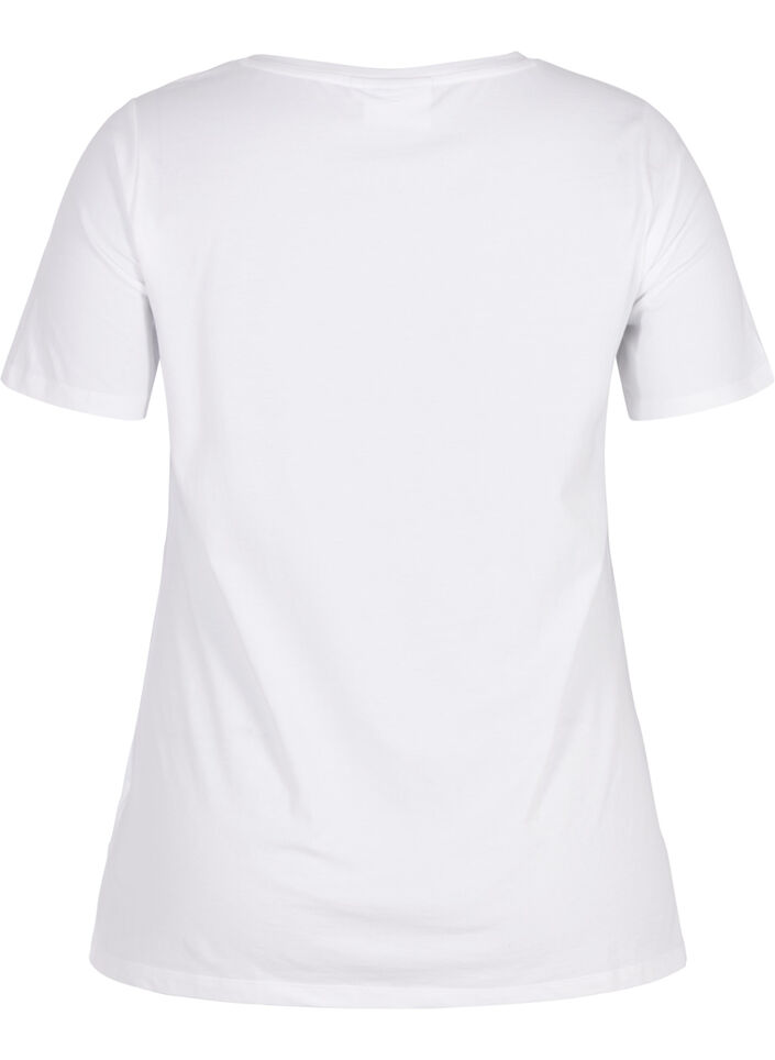 Einfarbiges basic T-Shirt aus Baumwolle, Wei&szlig;, Packshot image number 1