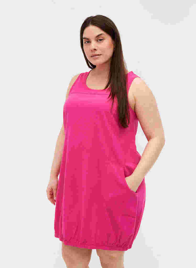 Ärmelloses Kleid aus Baumwolle, Fuchsia Purple, Model