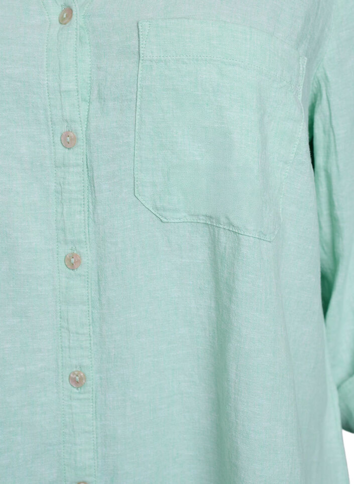 Bluse aus Leinen und Viskose mit 3/4-&Auml;rmeln, Gr&uuml;n, Packshot image number 2