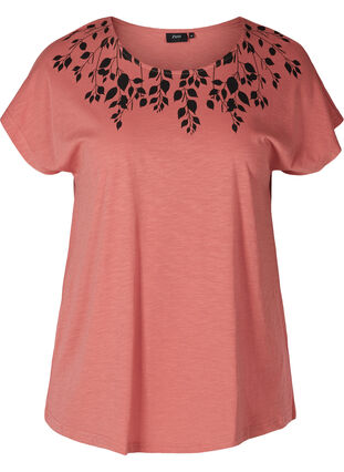 T-Shirt aus Baumwolle mit Printdetails, Canyon Rose LEAF, Packshot image number 0