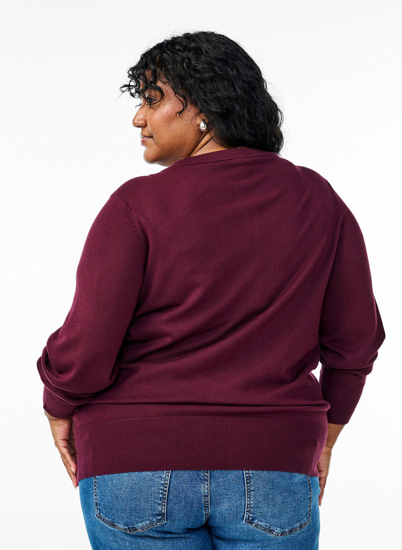 Strickjacke mit Rundhalsausschnitt und Kn&ouml;pfen, Rot, Model image number 2