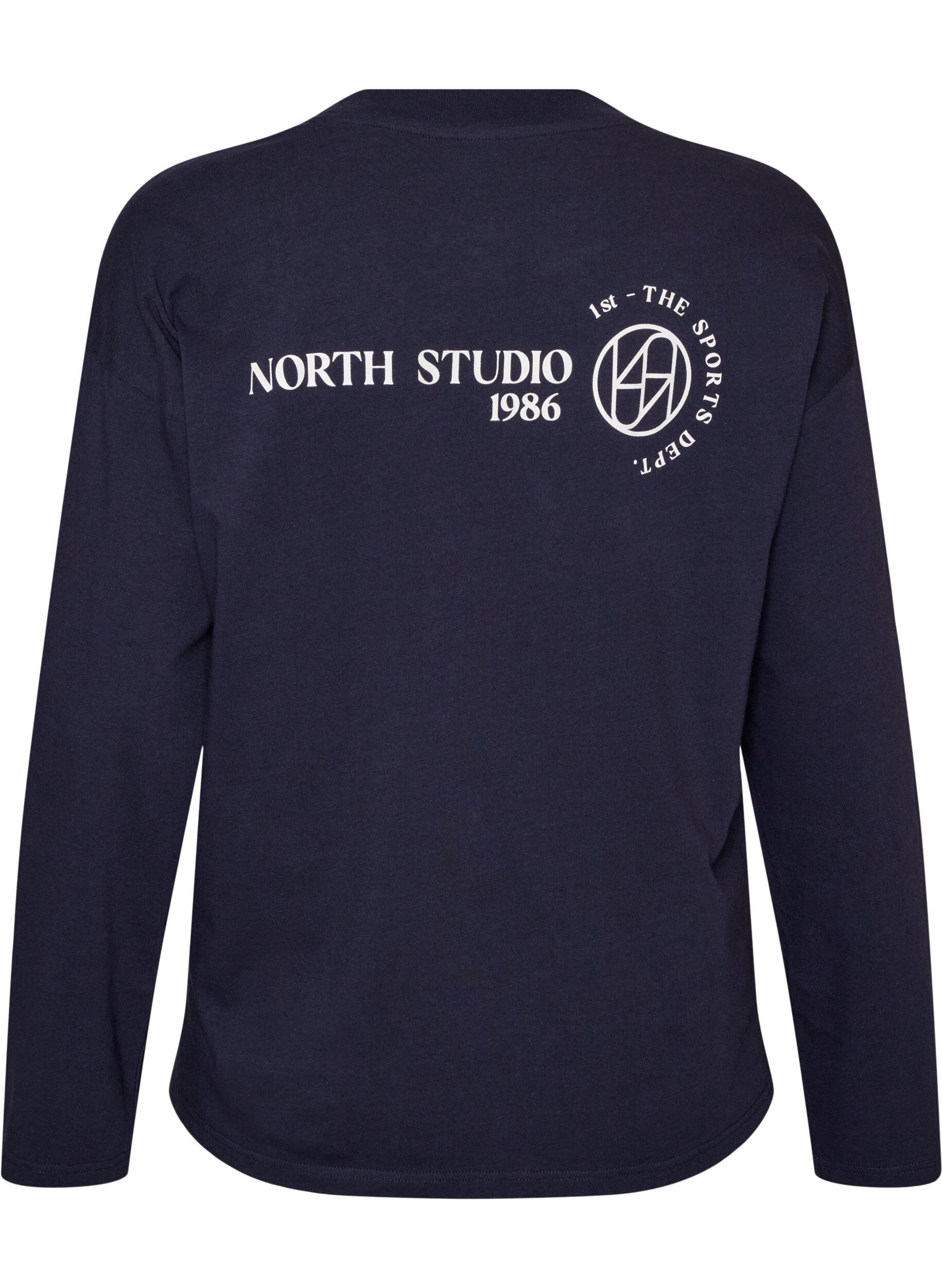 ZizziLang&auml;rmelige Jerseybluse mit Textprint, Blau, Packshot image number 1