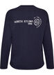 Lang&auml;rmelige Jerseybluse mit Textprint, Blau, Packshot image number 1