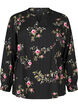 Lang&auml;rmelige Bluse mit gebl&uuml;mtem Muster, Schwarz, Packshot image number 0