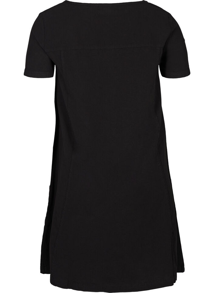 Kurzarm Kleid aus Baumwolle, Schwarz, Packshot image number 1
