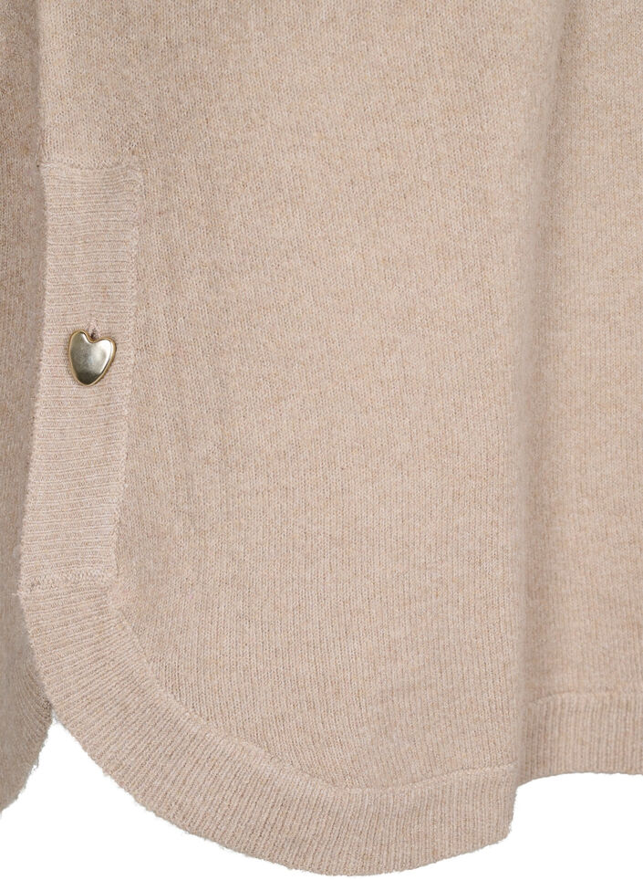 Lange Strickbluse mit Knopfdetail an der Seite, Simply Taupe Mel., Packshot image number 3