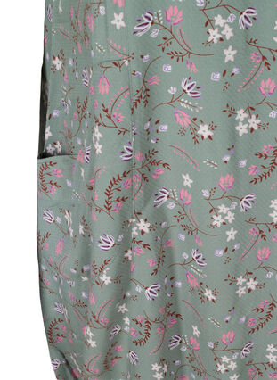 Kurzarm Viskosekleid mit Print, Chinois Green Flower, Packshot image number 3