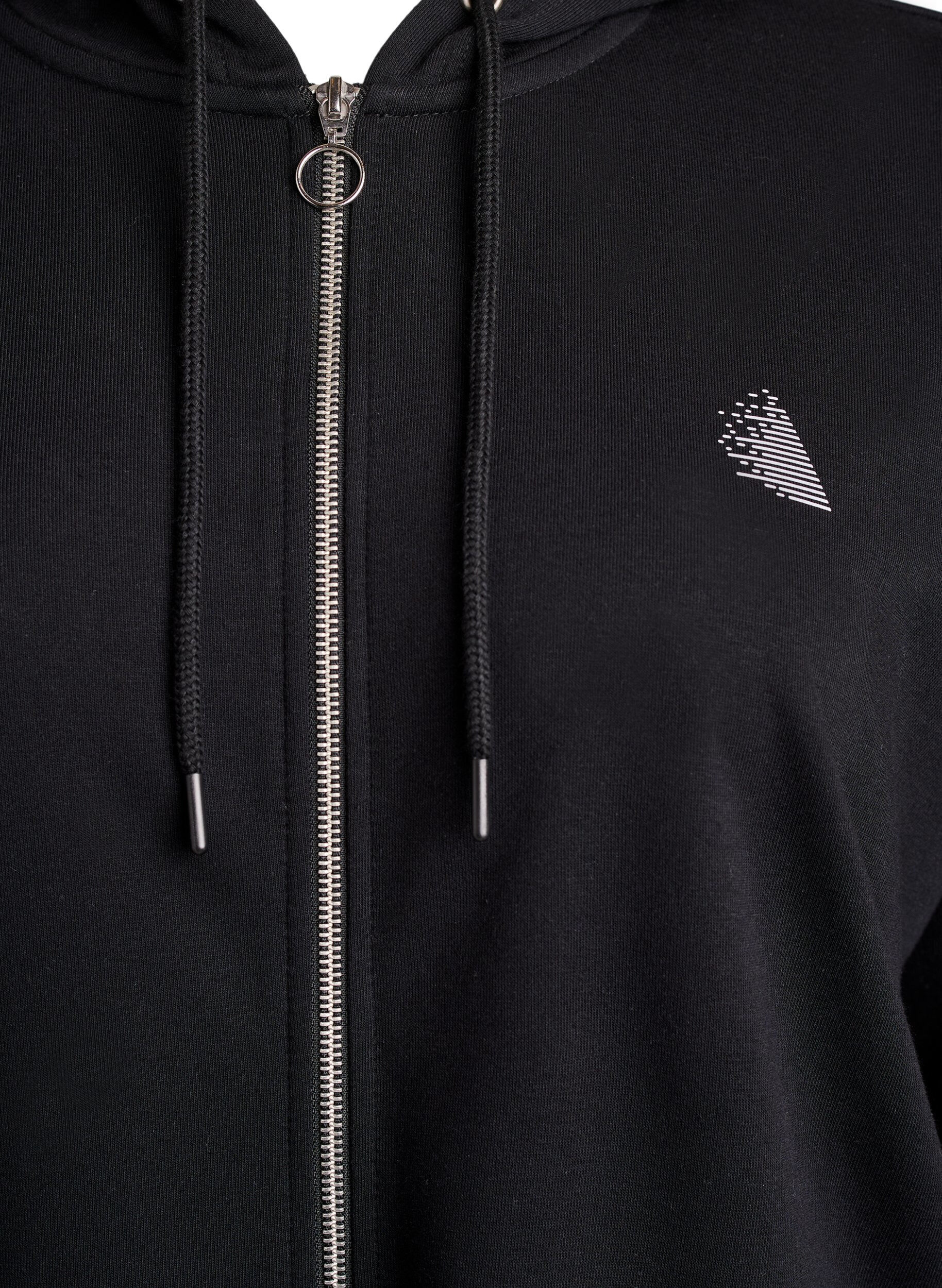 ZizziLange Sweat-Strickjacke mit Printdetails, Schwarz, Packshot image number 2