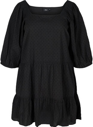 Kleid mit 3/4-Ärmeln und A-Linie, Black, Packshot image number 0