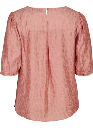 Bluse mit 2/4-Ärmeln und Tone-in-Tone Muster, Rose Smoke, Packshot image number 1