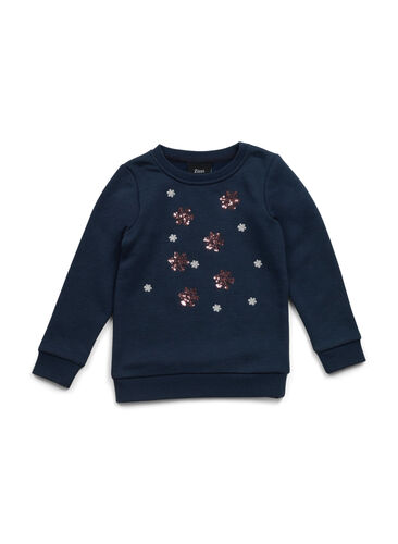 Weihnachts-Sweatshirt für Kinder, Night Sky Snow, Packshot image number 0