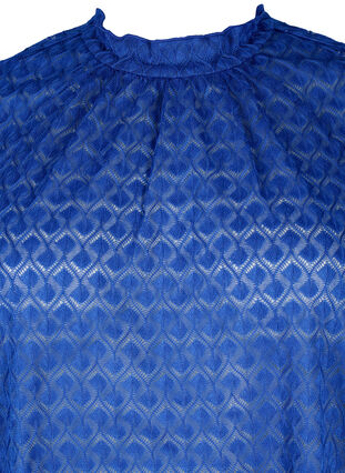 Langärmelige Bluse mit gemusterter Textur, Deep Ultramarine, Packshot image number 2