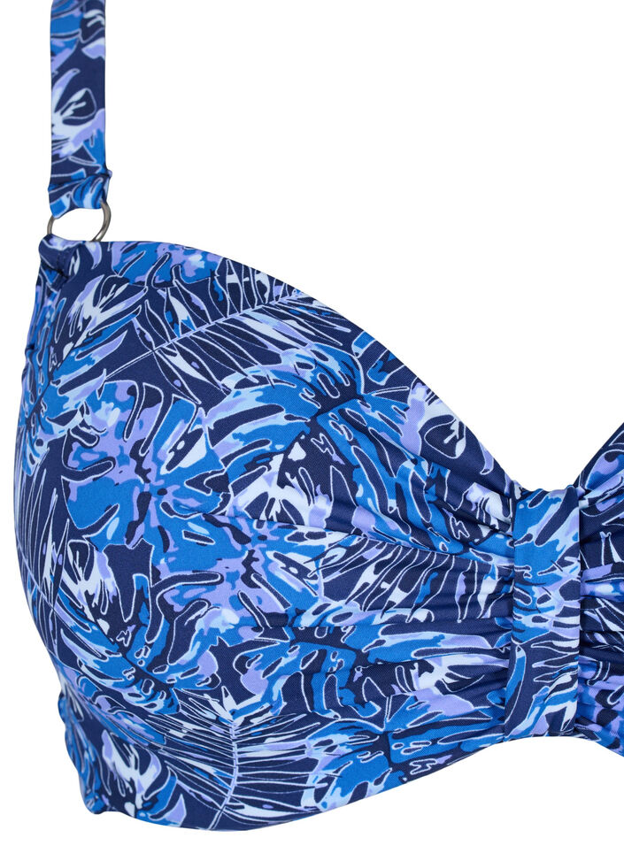 Bikinioberteil mit B&uuml;gel und Muster, Blau, Packshot image number 2