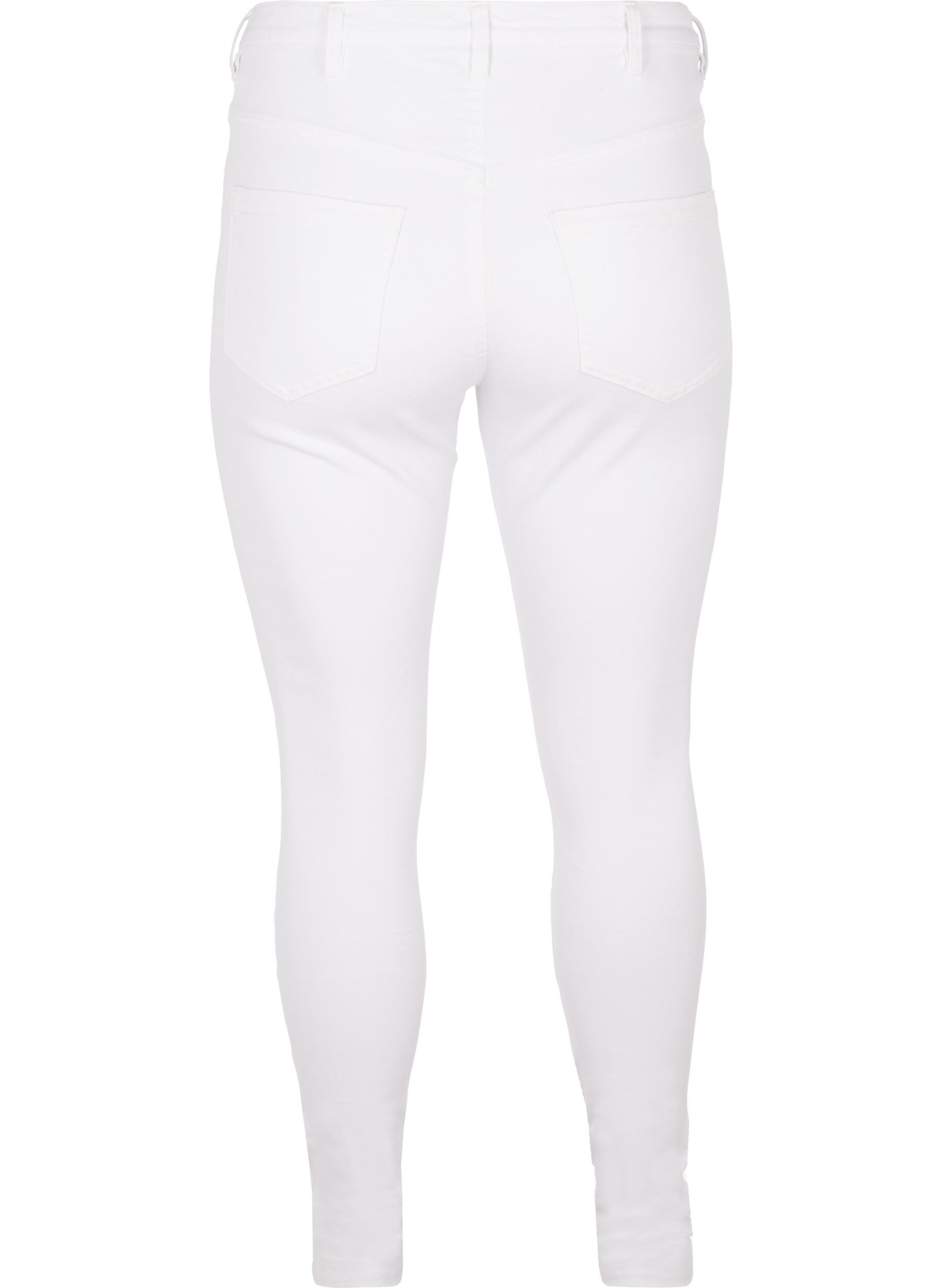 ZizziExtra schmale Amy Jeans mit hoher Taille, White, Packshot image number 1