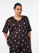 Gepunktete Bluse aus Viskose mit V-Ausschnitt und Bindeband, Braun, Model image number 0