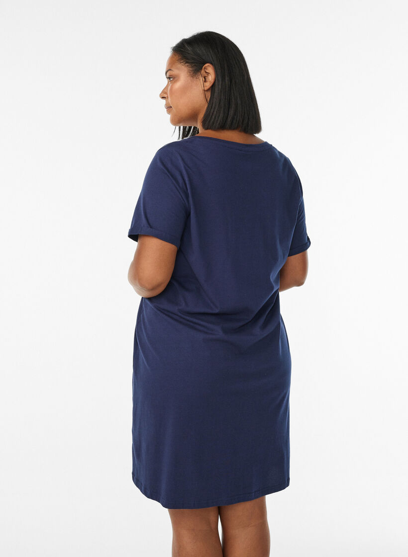 Kurzärmeliges Nachthemd aus Bio-Baumwolle, Blau, Model image number 2