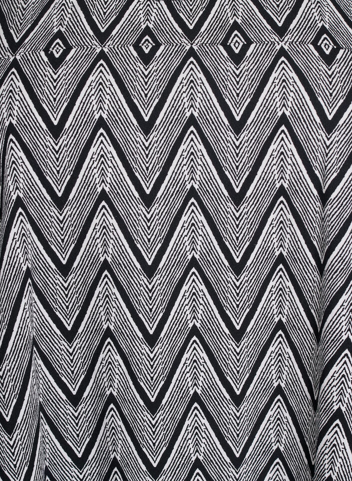 Kurzärmliges Baumwollkleid mit Aufdruck, Schwarz, Packshot image number 2