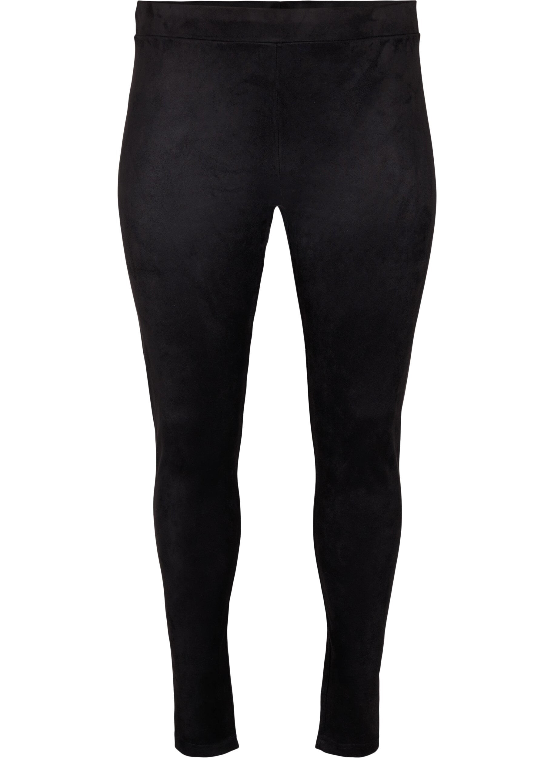 ZizziLeggings aus Veloursleder-Imitat, Black, Packshot image number 0