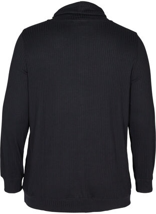 Langarm Bluse mit hohem Kragen und Tunnelzug, Black, Packshot image number 1