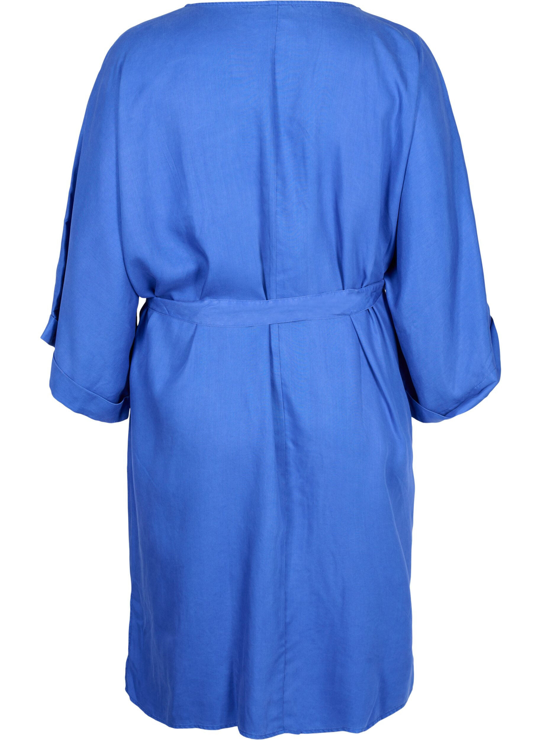 ZizziKleid mit 3/4-&Auml;rmeln und Bindeband, Blau, Packshot image number 1