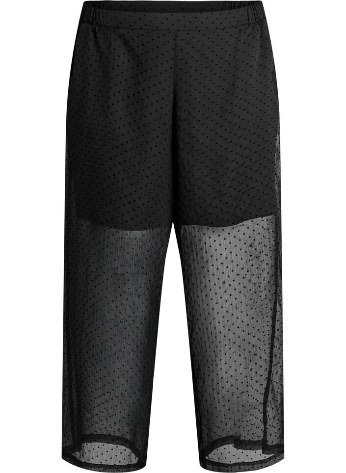 Lockere Hose aus Chiffon mit Punkten, Schwarz, Packshot