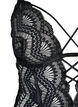 Bodystocking aus Spitze mit Schnüren, Schwarz, Packshot image number 2
