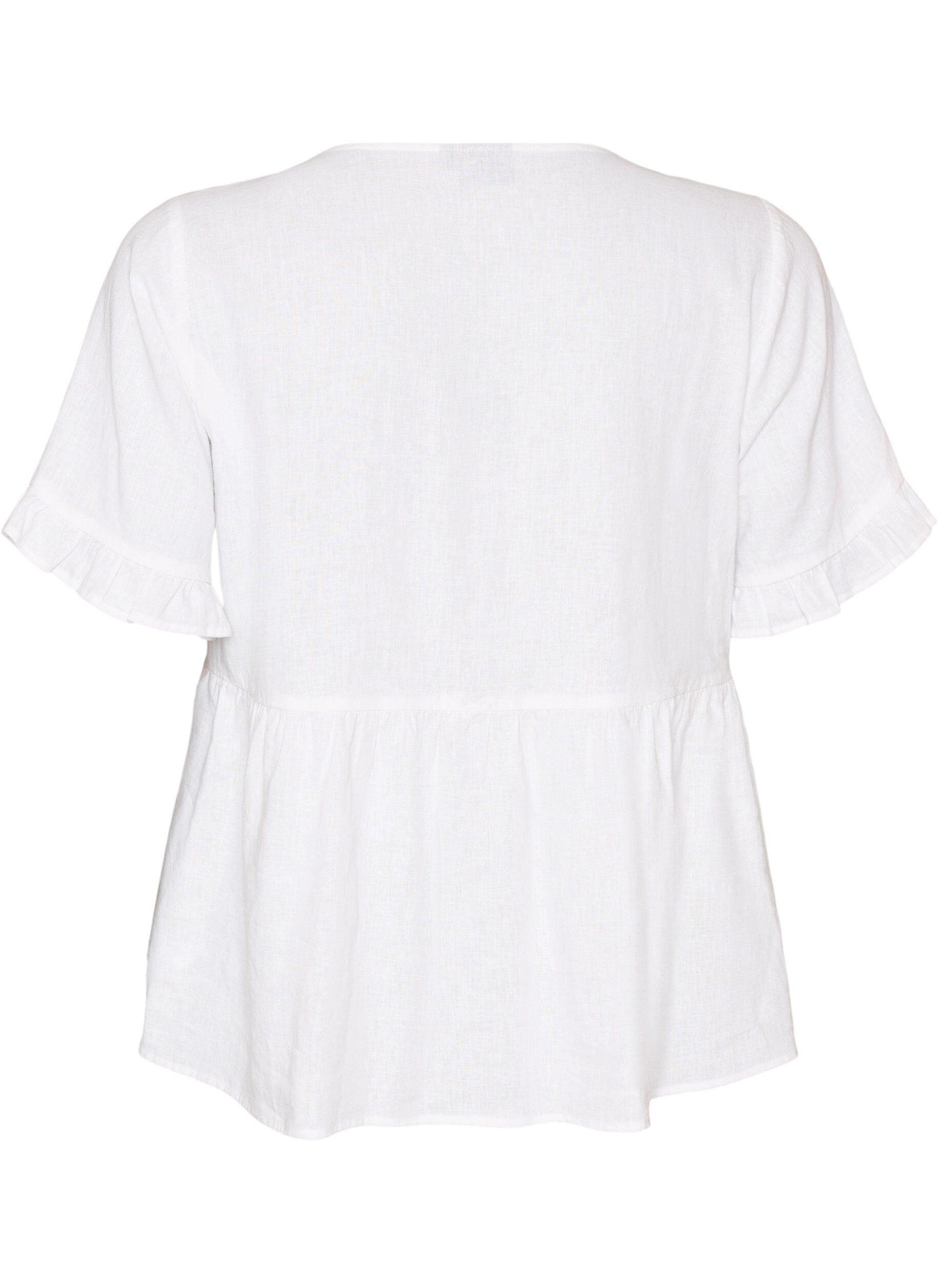 ZizziBluse aus Leinen und Viskose mit V-Ausschnitt und Knopfverschluss, Wei&szlig;, Packshot image number 1