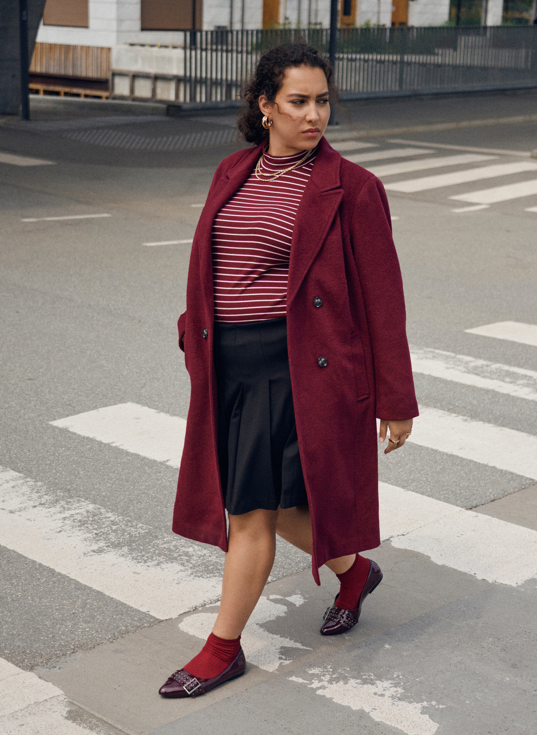 ZizziMantel aus Wollmischung mit zweireihigen Kn&ouml;pfen, Rot, Image image number 0