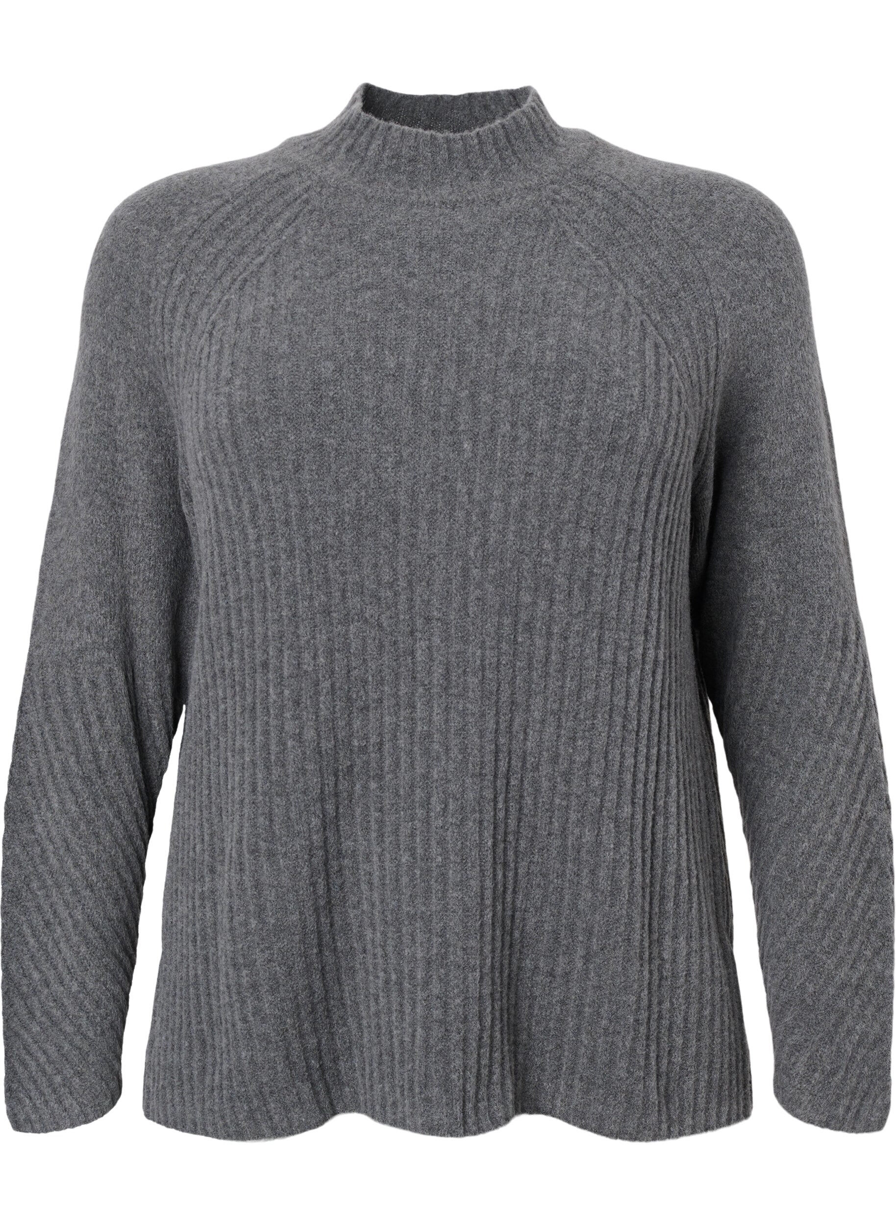 ZizziRollkragenpullover mit Rippstruktur, Dark Grey Melange, Packshot image number 0