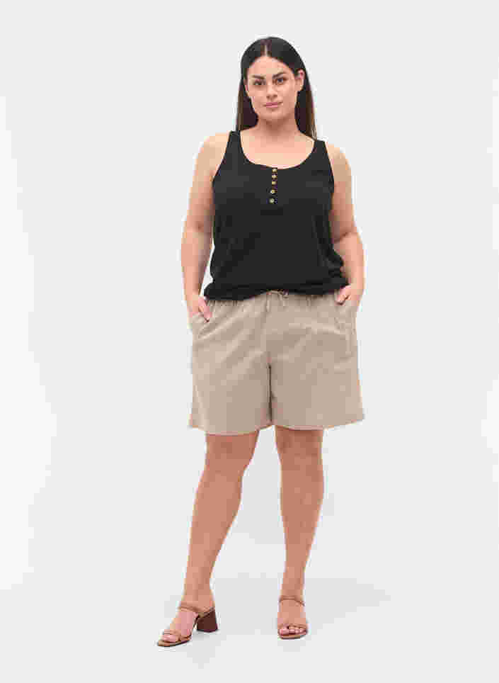 Lockere Shorts aus einer Baumwollmischung mit Leinen, Simply Taupe, Model