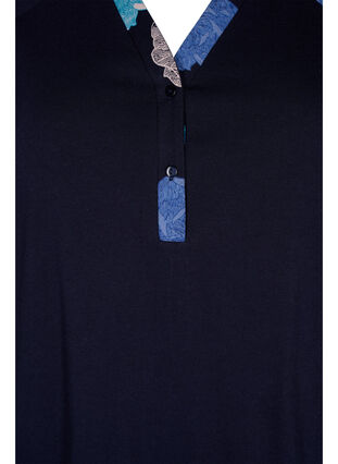 Kurzarm Nachthemd aus Baumwolle mit Printdetails, Blue Flower, Packshot image number 2