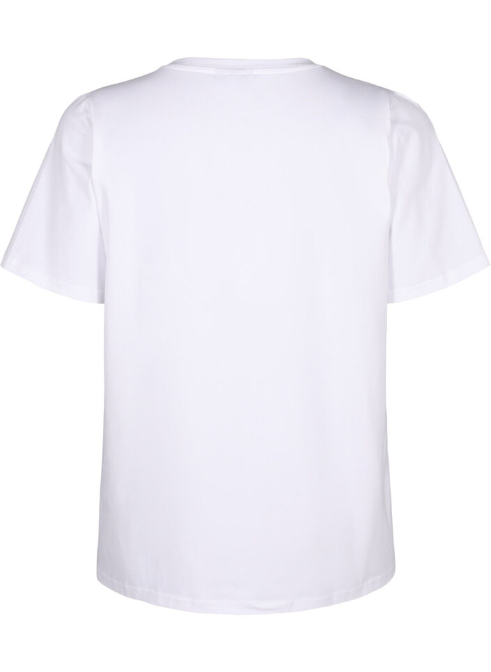T-Shirt aus Bio-Baumwolle mit Stickereidetails, Bright White, Packshot image number 1