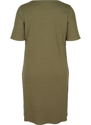 Kurzarm Kleid aus Ripp, Ivy Green, Packshot image number 1
