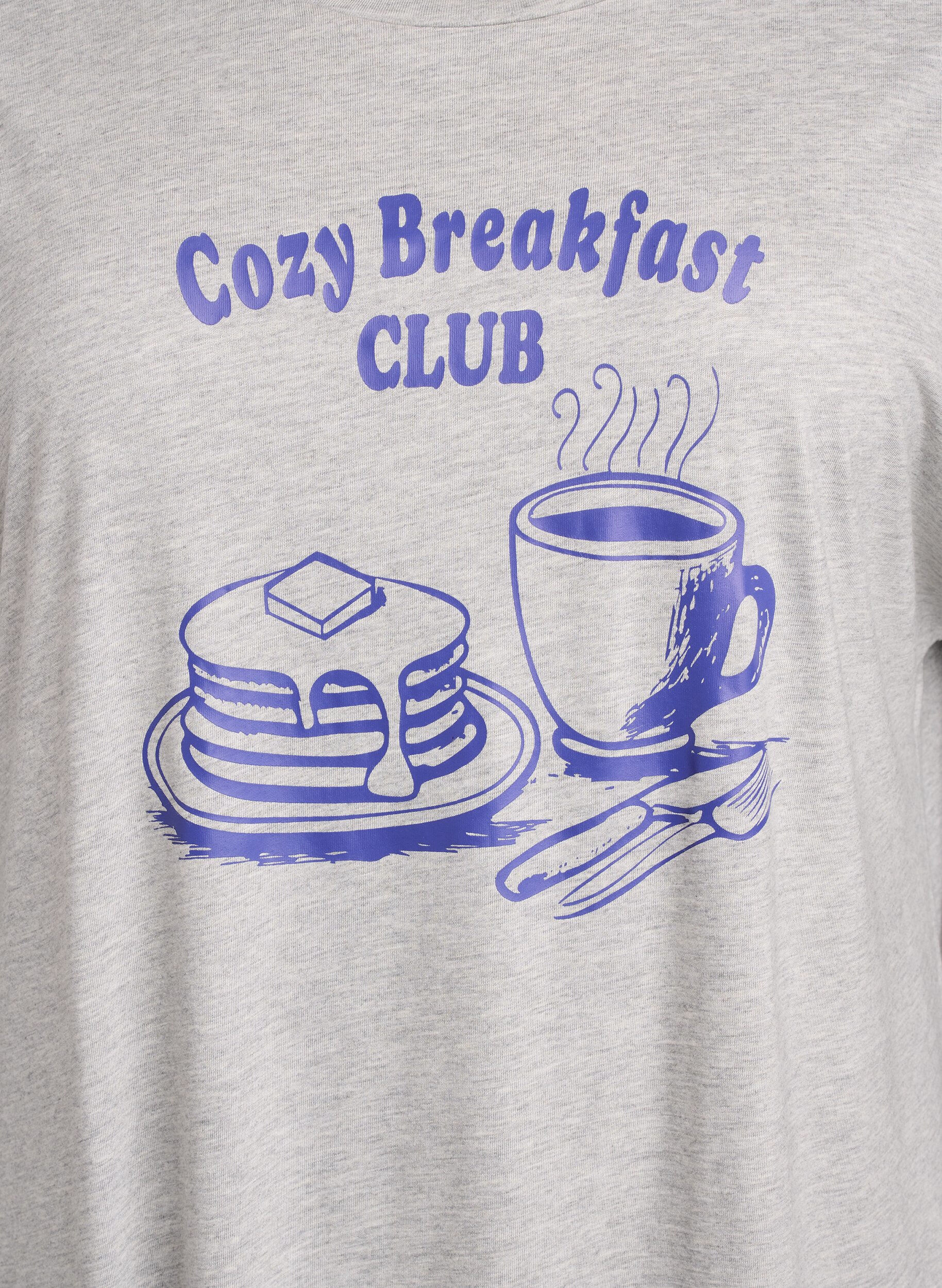 ZizziKurz&auml;rmliges Nachthemd mit Textdruck, Grau, Packshot image number 2