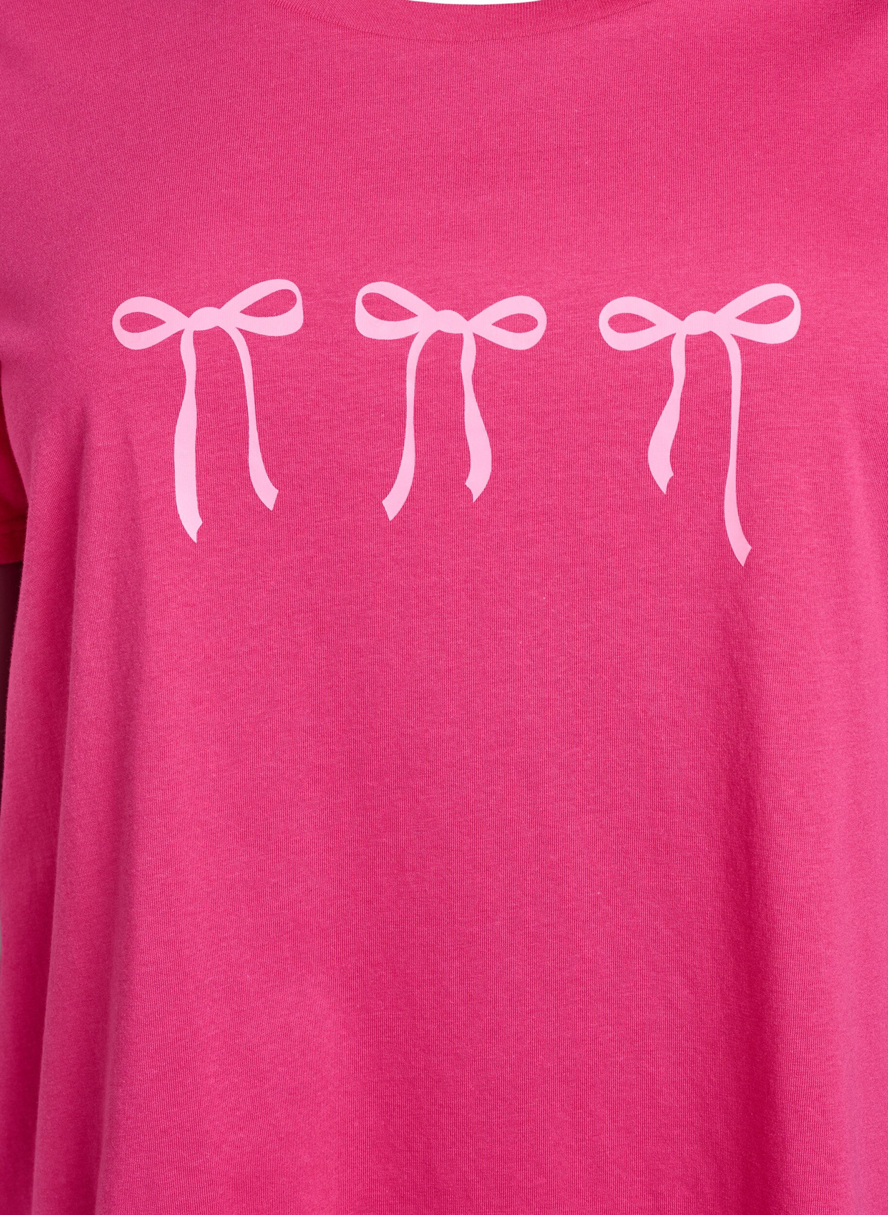ZizziBaumwoll-T-Shirt mit Motiv, Raspberry w. Bows, Packshot image number 2