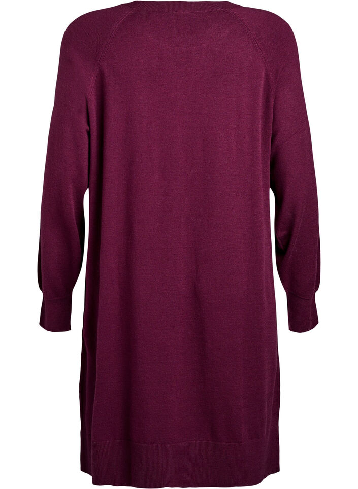 Strickkleid mit Raglanärmeln und Mittelnaht, Dunkles Bordeaux, Packshot image number 1