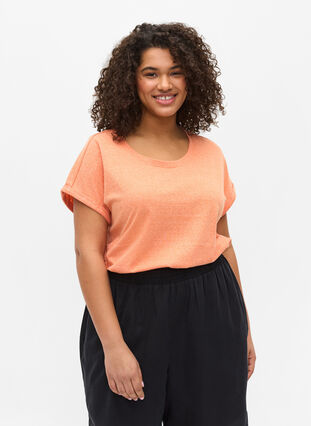 Meliertes T-Shirt aus Baumwolle, Amberglow Melange, Model image number 0