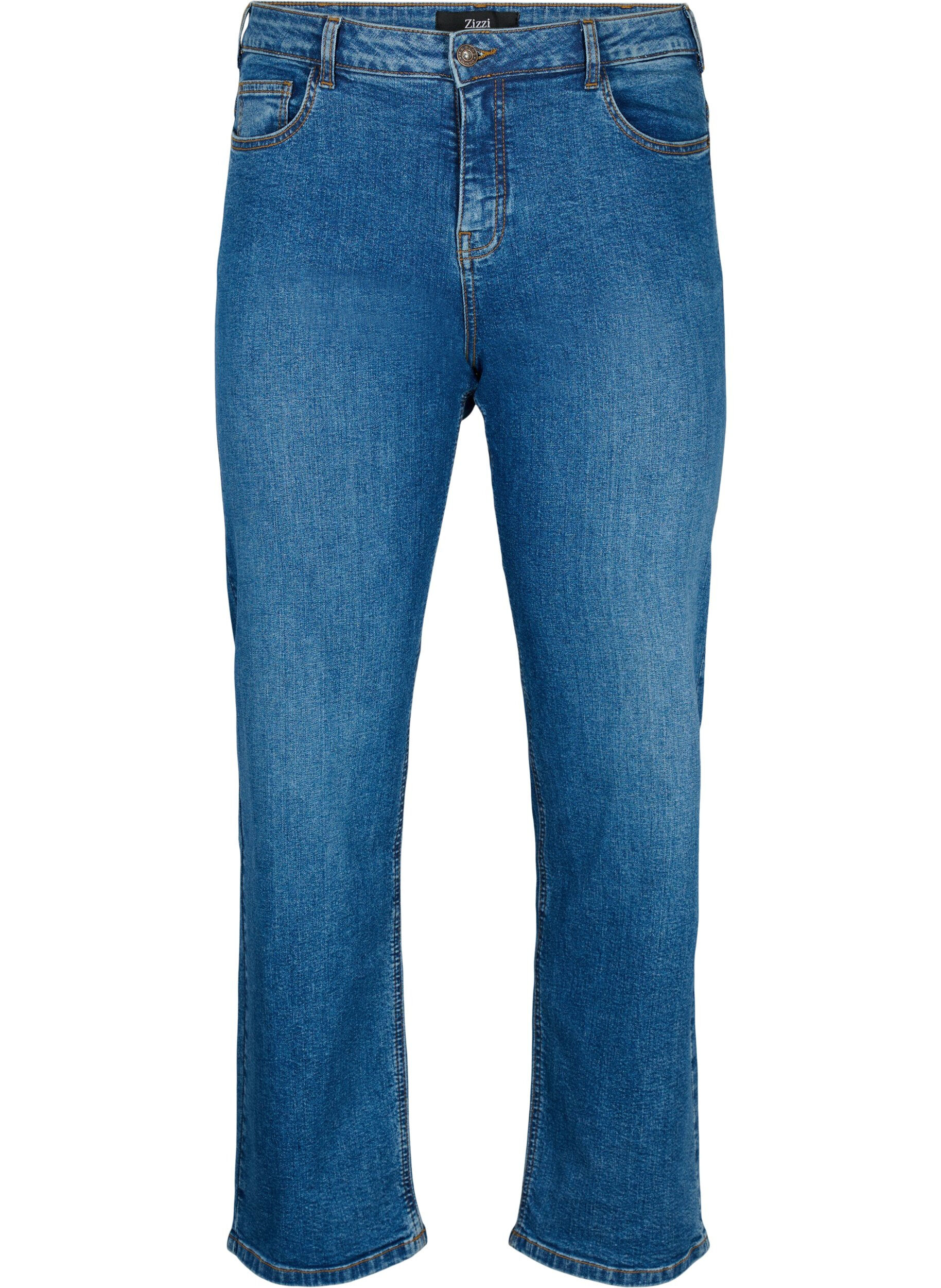 ZizziHoch taillierte Gemma Jeans mit normaler Passform, Blue denim, Packshot image number 0