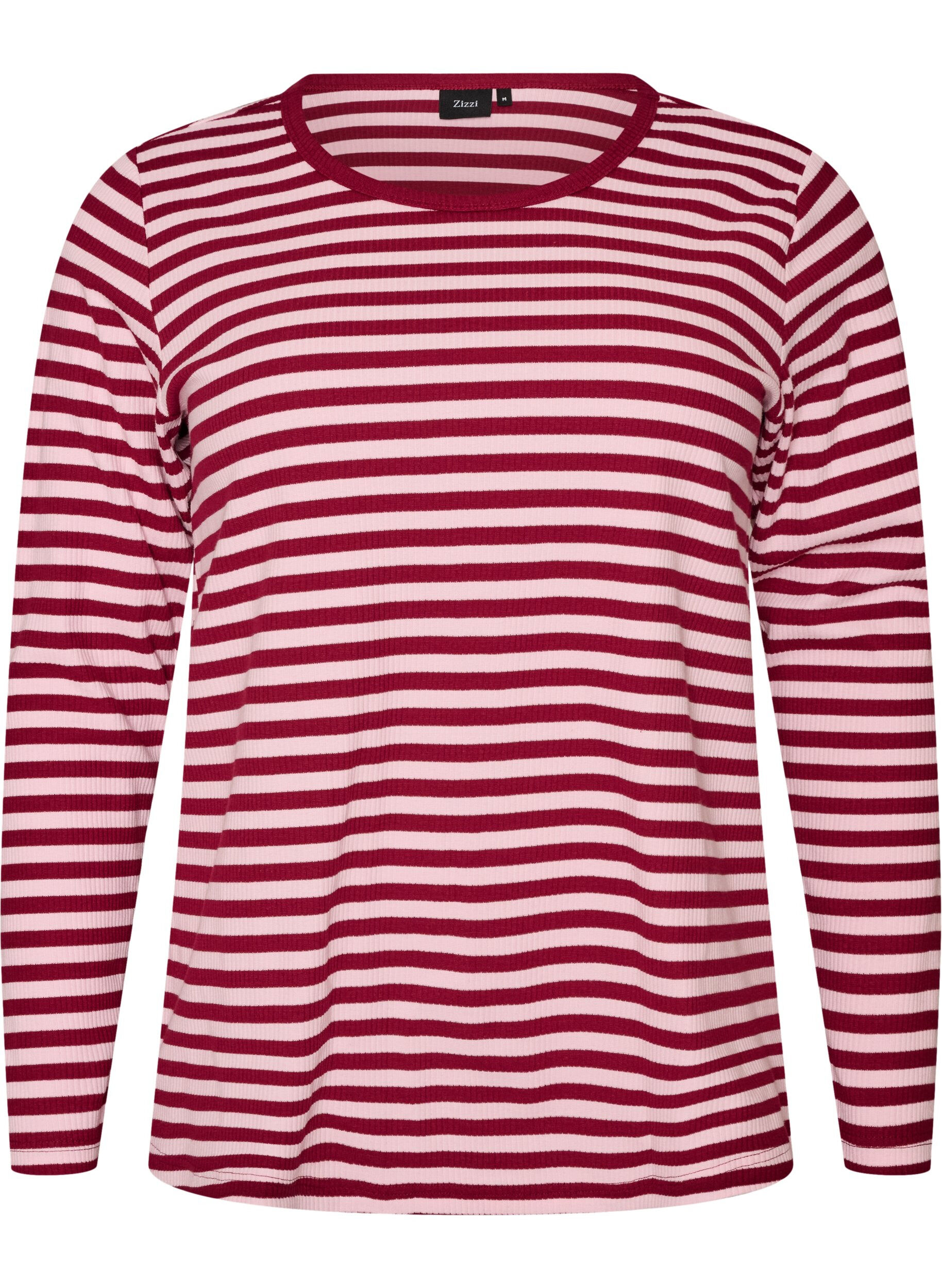 ZizziGestreifte Bluse mit langen &Auml;rmeln, Rot, Packshot image number 0