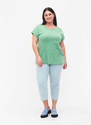 Melange T-Shirt mit kurzen Ärmeln, Jolly Green Mél, Model image number 2