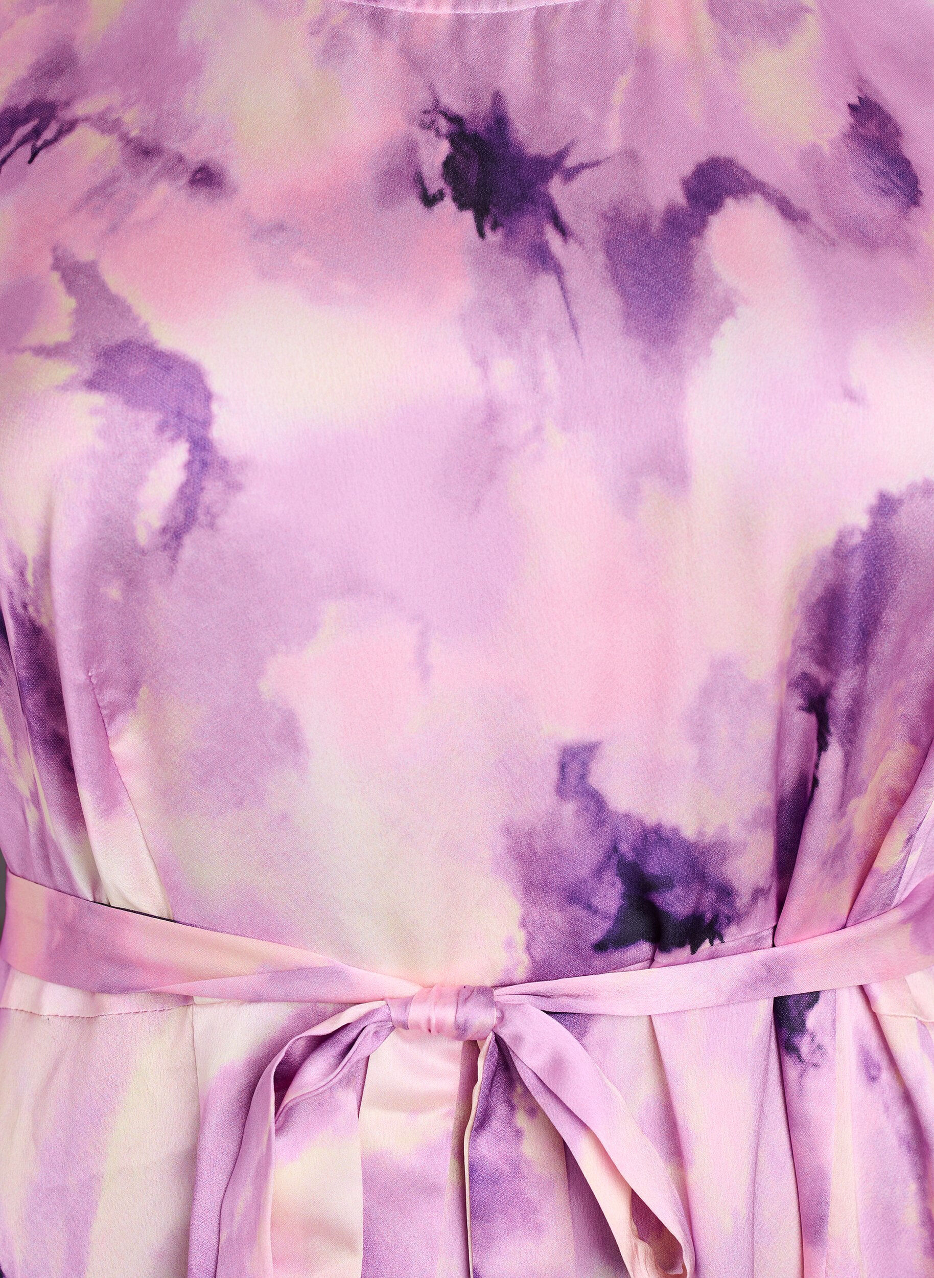 ZizziPartykleid mit kurzen &Auml;rmeln und Bindeg&uuml;rtel, Lila, Packshot image number 2