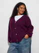 Strickjacke mit V-Ausschnitt und Rippstruktur, Lila, Model image number 3
