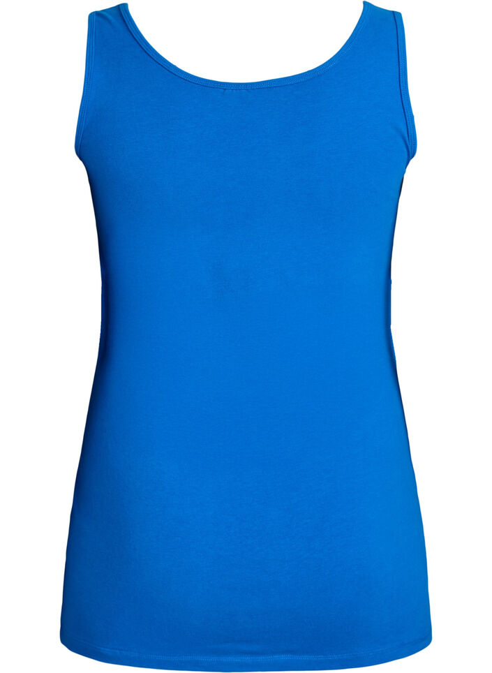 Einfarbiges Basic Top aus Baumwolle, Blau, Packshot image number 1